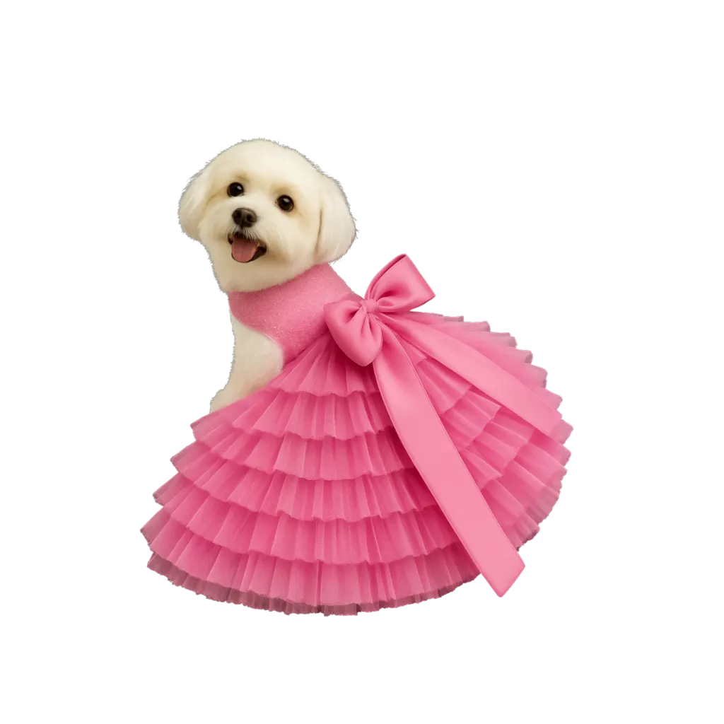 Pink Gown with dog.webp