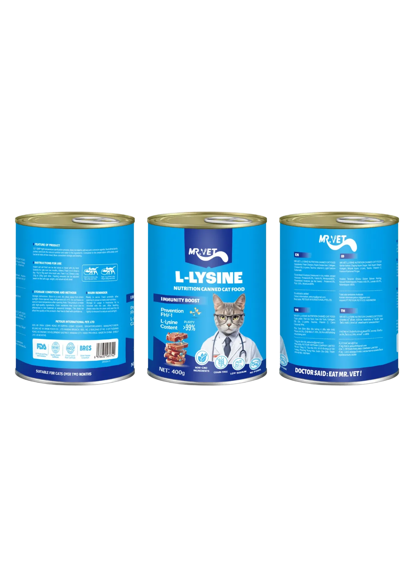 Mr. Vet Cat Canned - 400g (L-Lysine Nutrition)