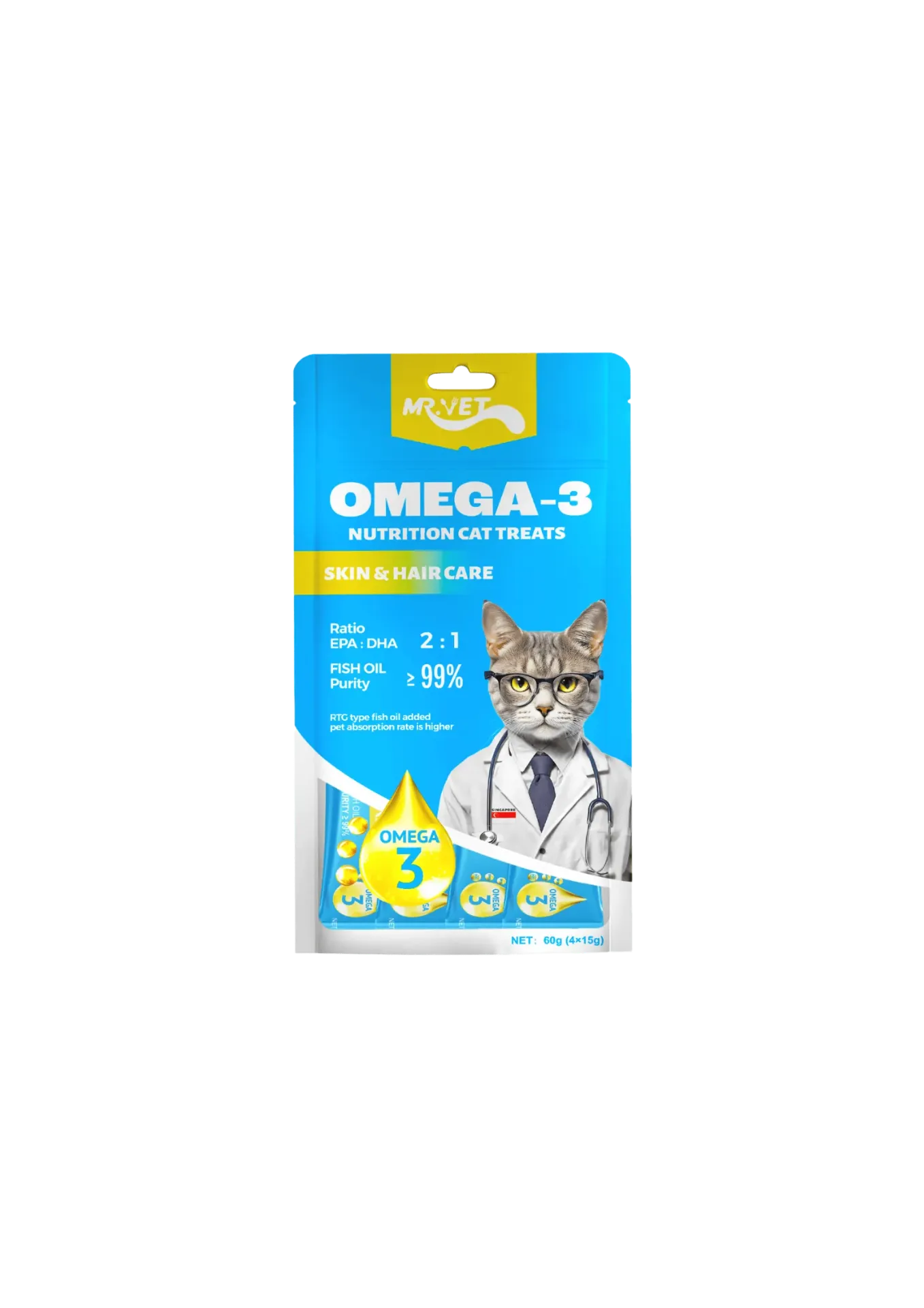Mr. Vet Cat Treats - 15gx4 (Omega 3)