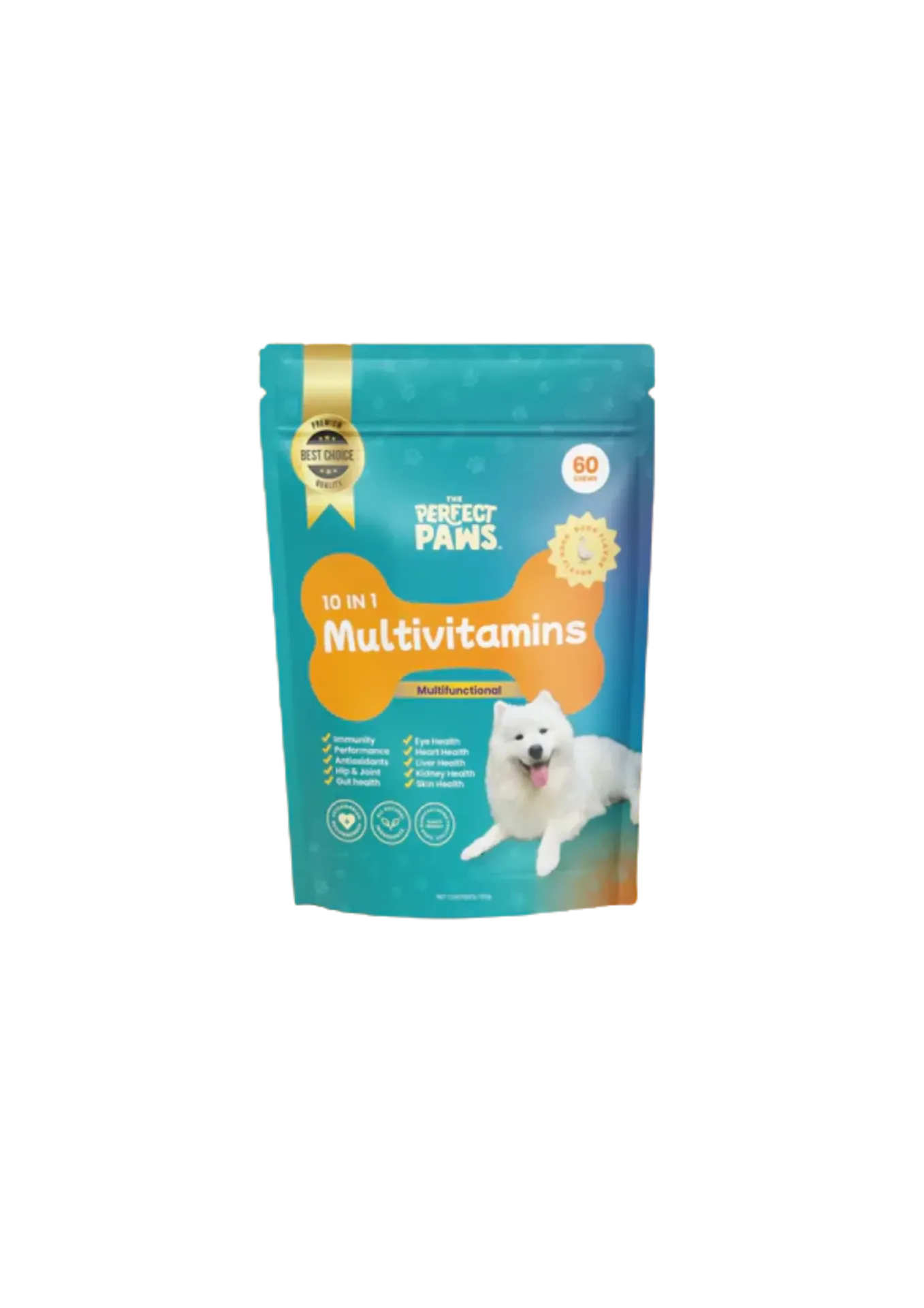 The Perfect Paws 10-in-1 Dog Multivitamins Soft Chews - 60 Chews (Beef)