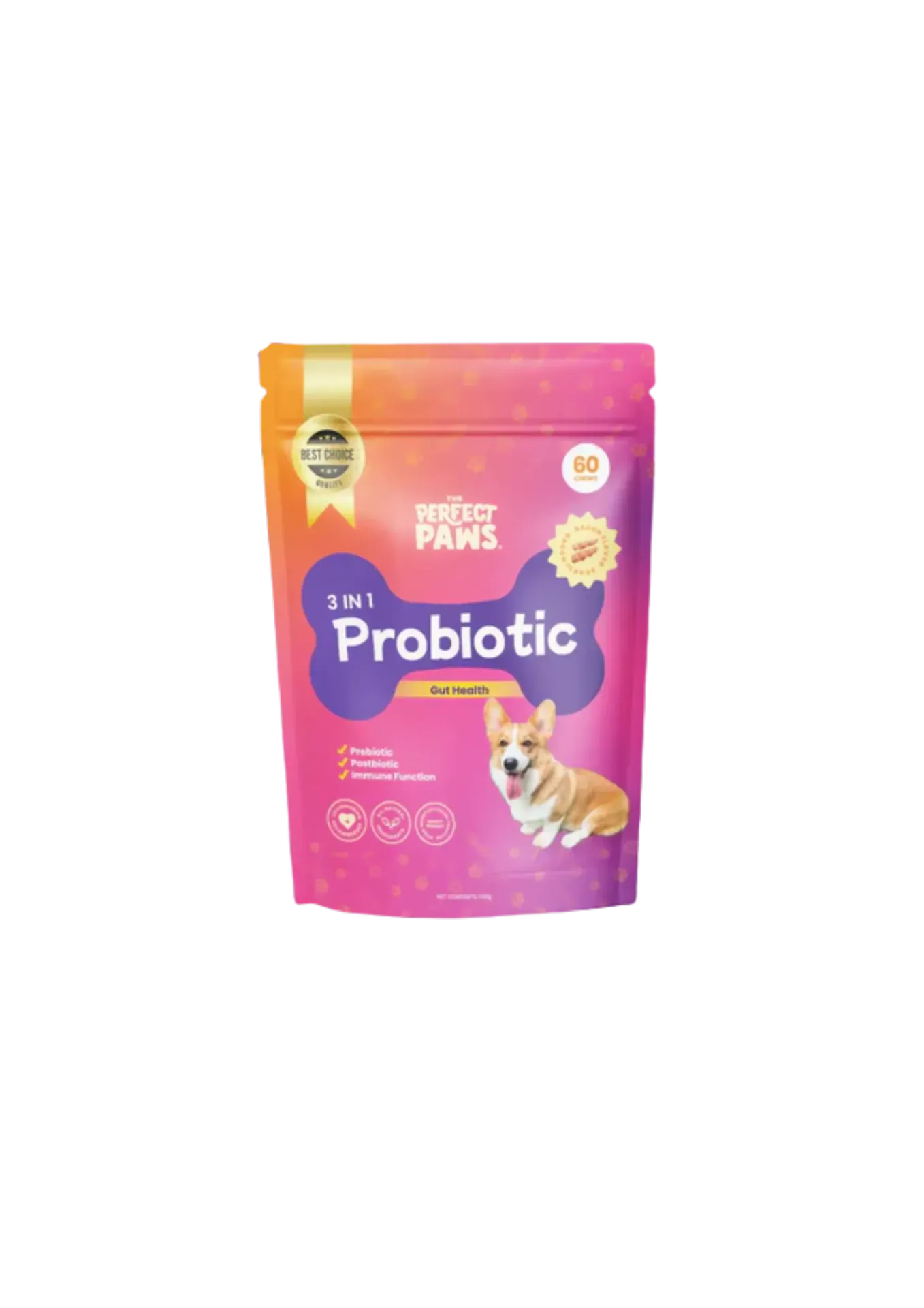 The Perfect Paws 3-in-1 Probiotic Soft Chews - 60 Chews (Beef)