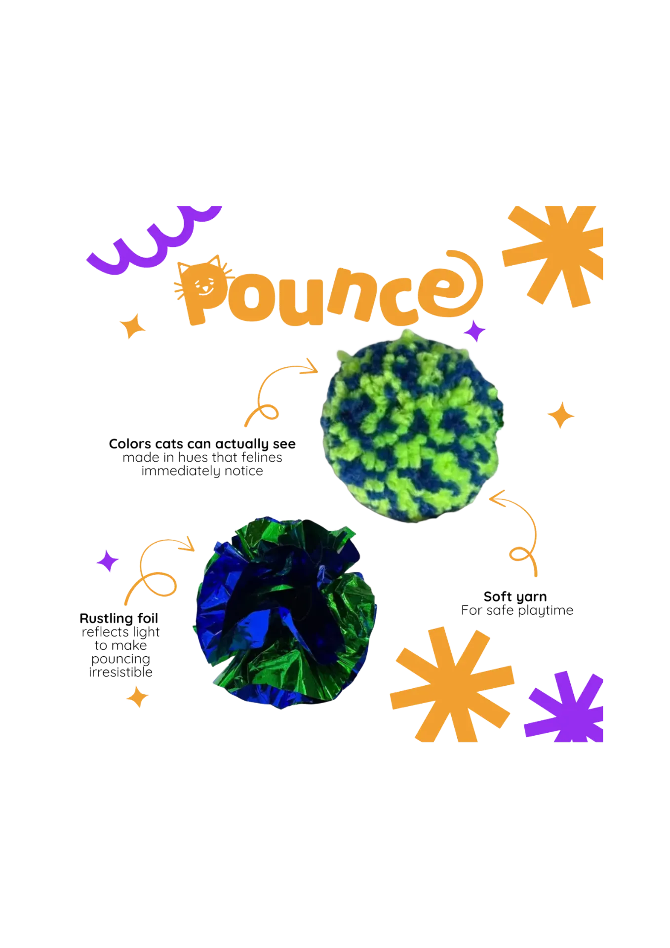 Pounce Pet Ball Toys - 6-Pack