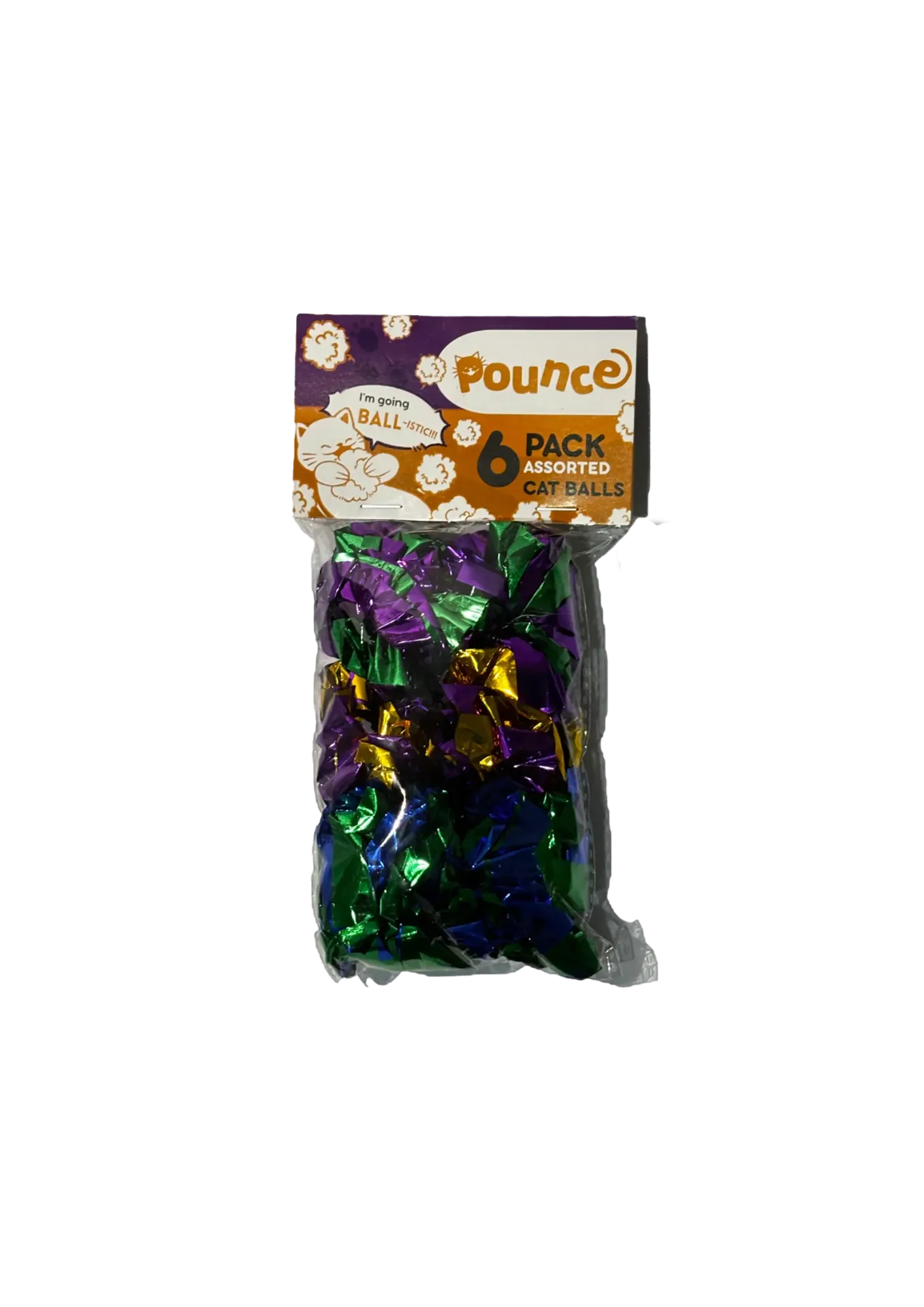 Pounce 6-Pack Pet Ball Toys (Foil)
