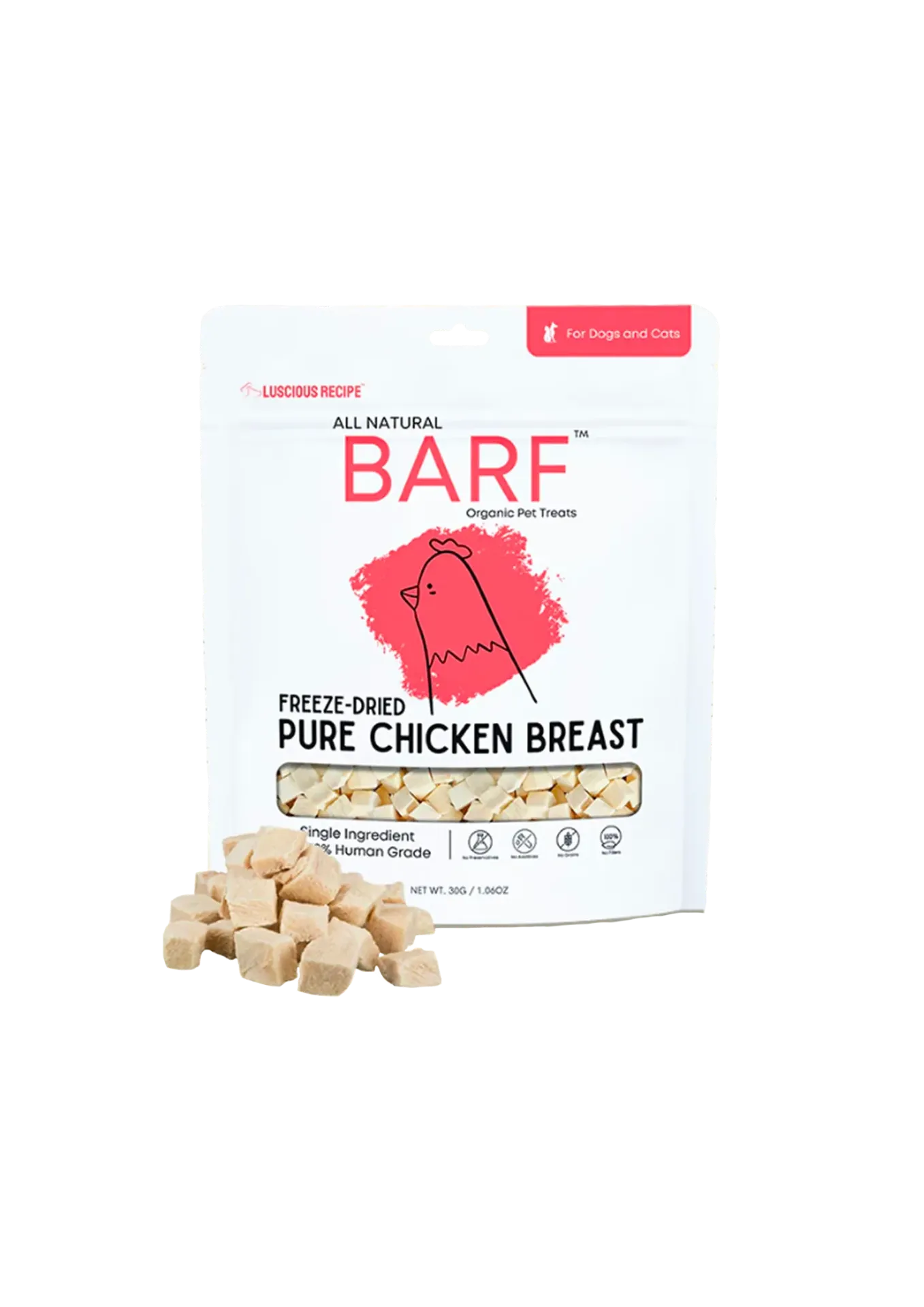 Luscious Recipe BARF Freeze Dried Treats - 30g (Chicken Breast)