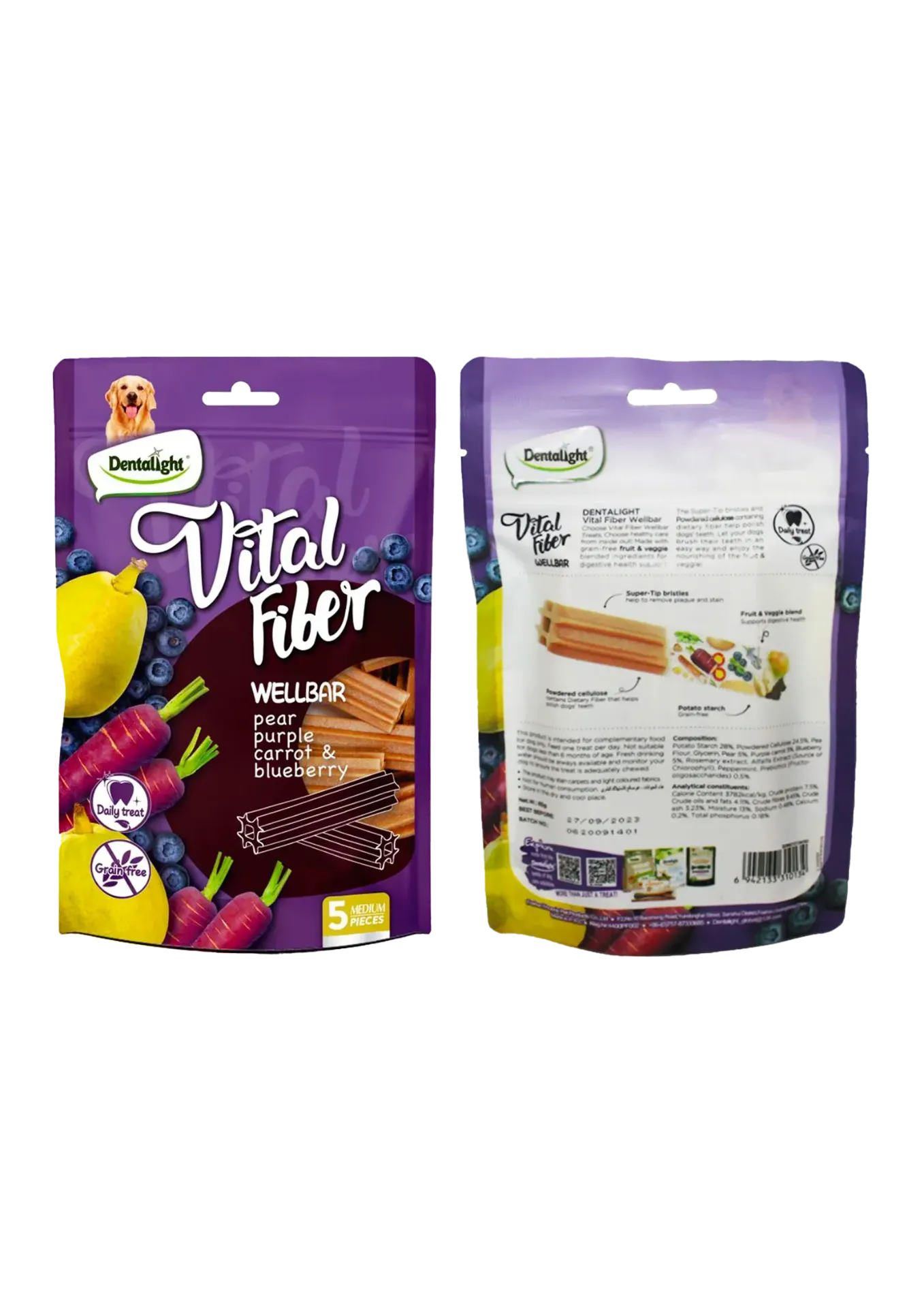 Dentalight Vital Fiber Wellbar Pear Purple - 85g