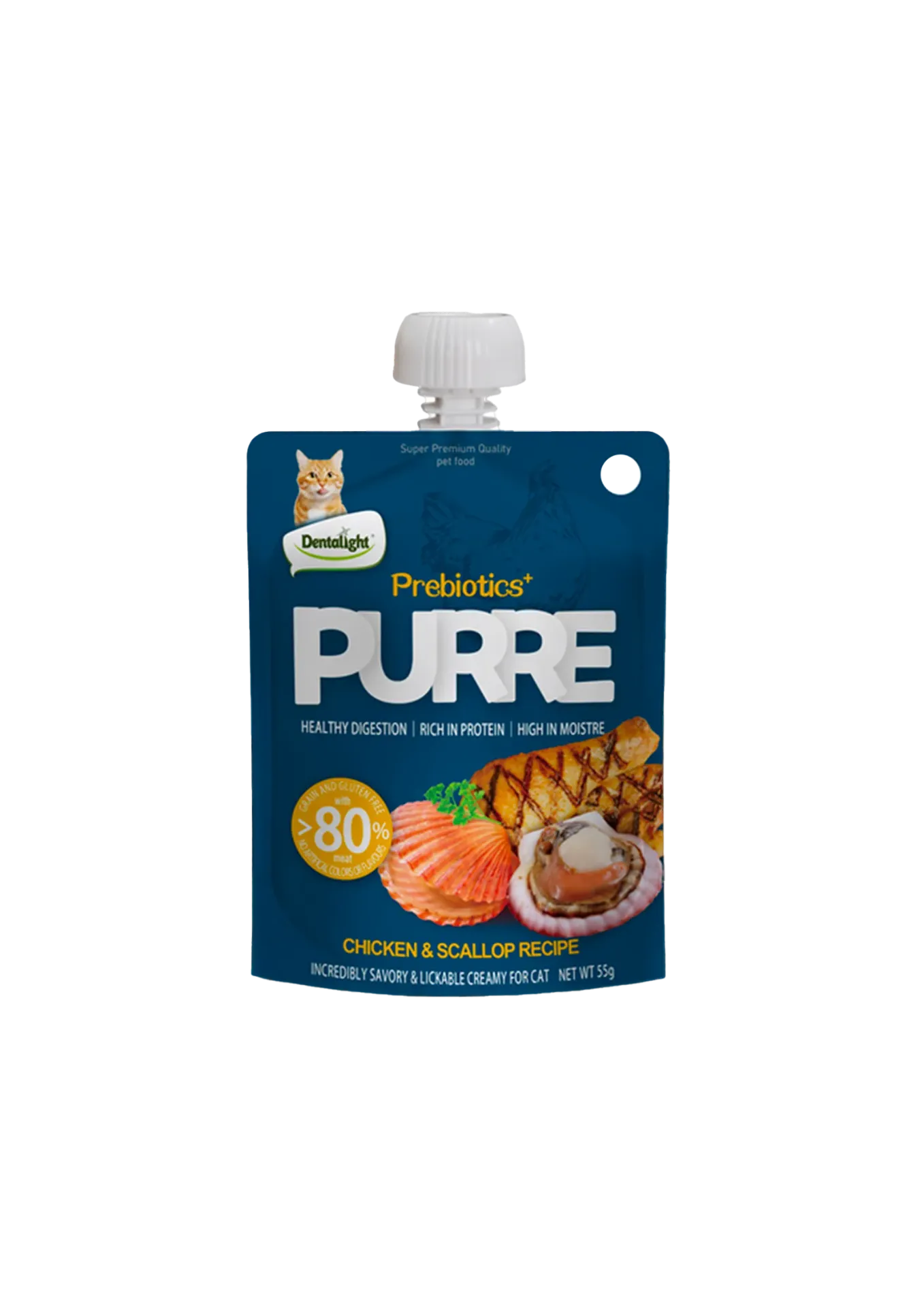 Dentalight Prebiotics + Purre Creamy Cat Treats (Chicken & Scallop)
