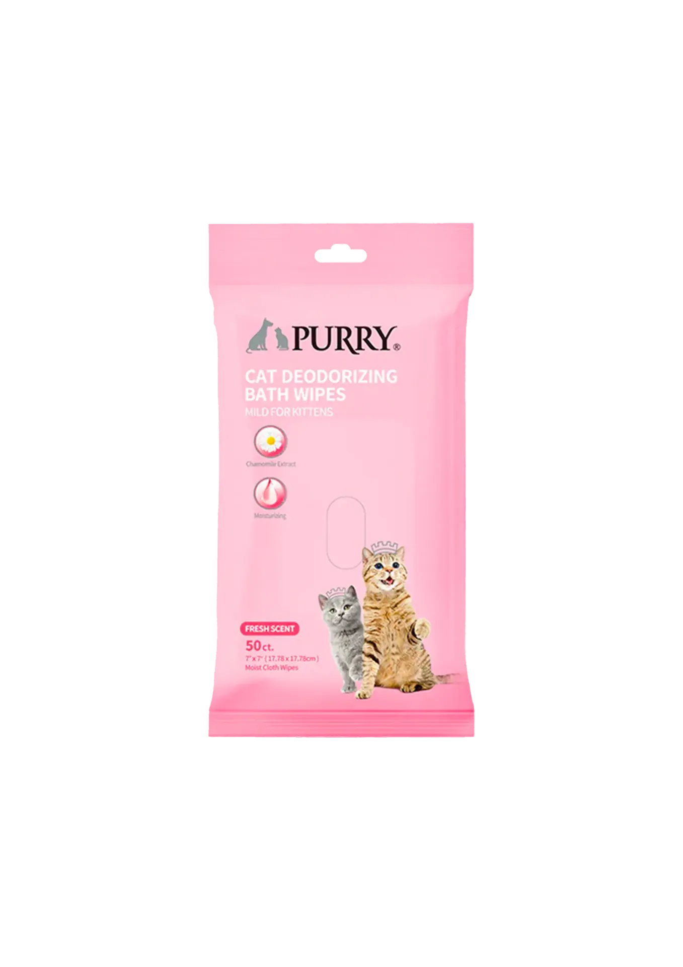 Purry Milk Deodorizing Bath Wipes - 50 Sheets (Cat)