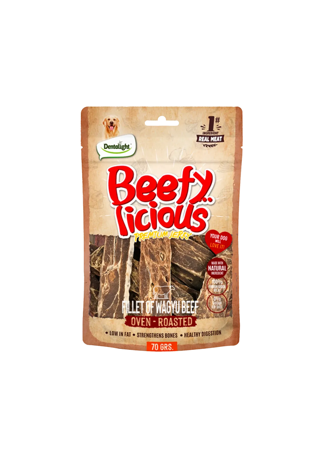Dentalight Beefy Licious Premium Jerky Beef - 70g