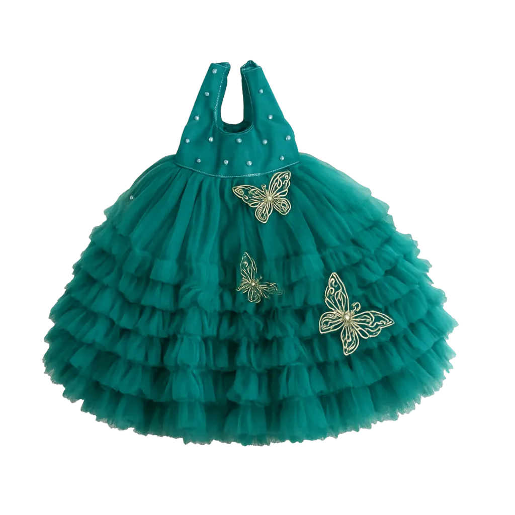 Prada's House Butterfly Teal Gown