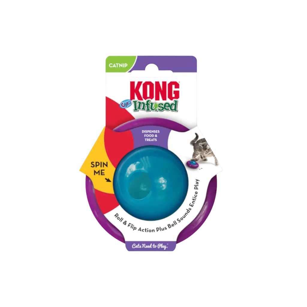 Kong Gyro Infused Treat Dispenser for Cats - Roll & Flip Action