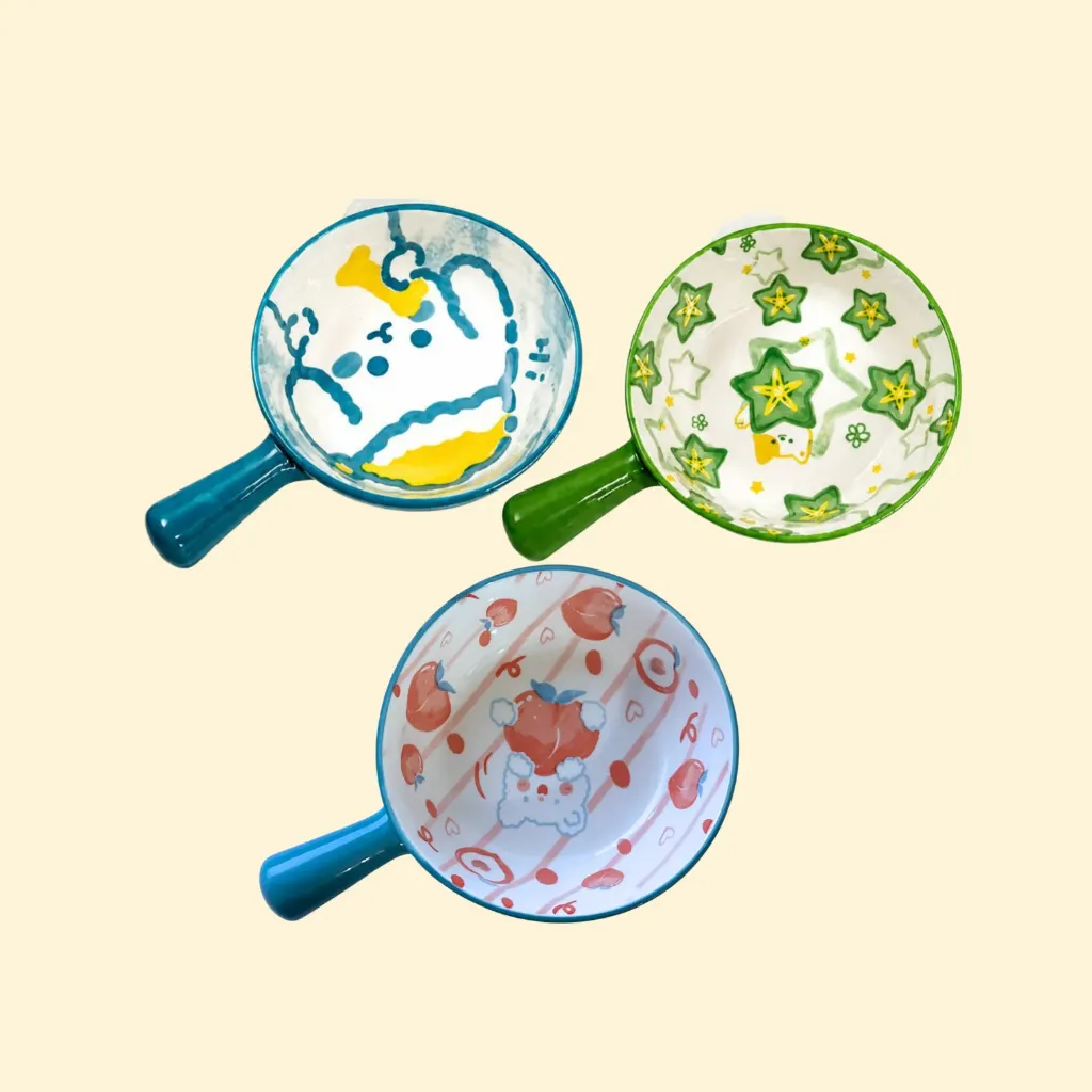 Cute Porcelain Feeding Bowl (Blue)