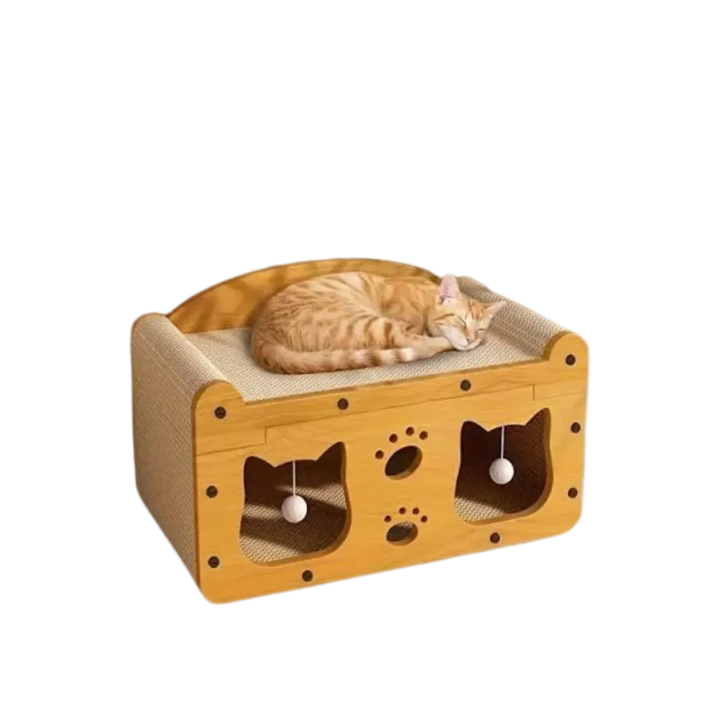 2-in-1 Cat Scratcher Wooden House