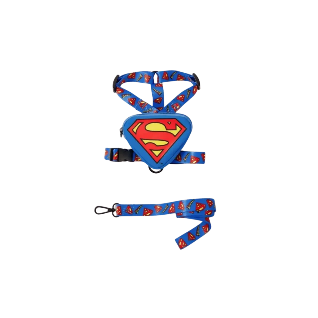 Blue Superman Pet Backpack with Harness and Leash Set - One Size