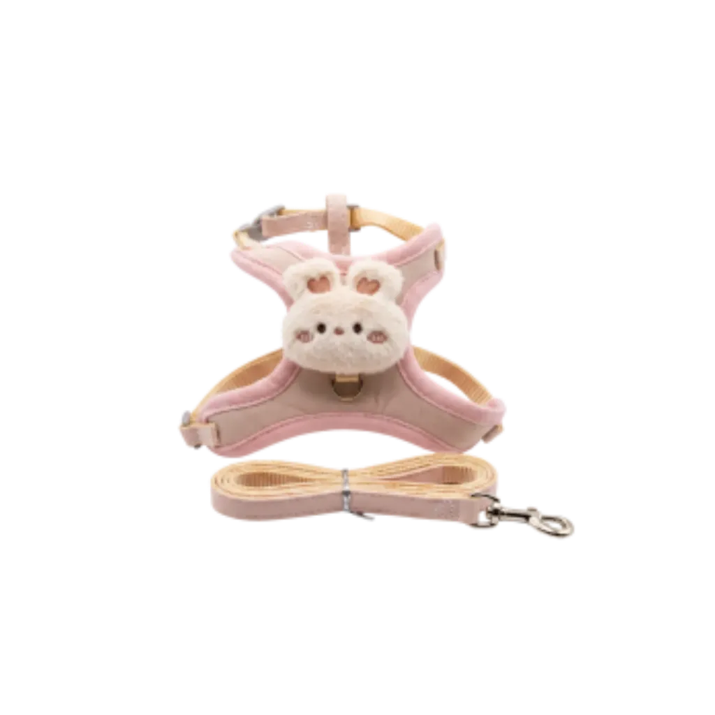 Pink Bunny Pet Harness and Leash Set For Cat - Small
