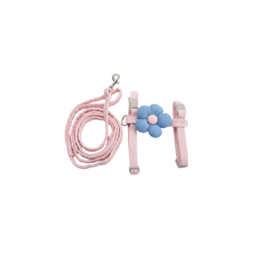 Pink Pet Flower Harness with Leash - Small