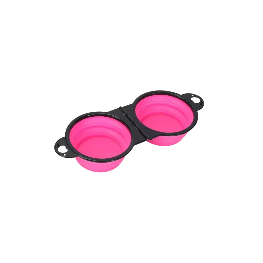 2-in-1 Dog Portable Folding Double Bowl (Light Pink)