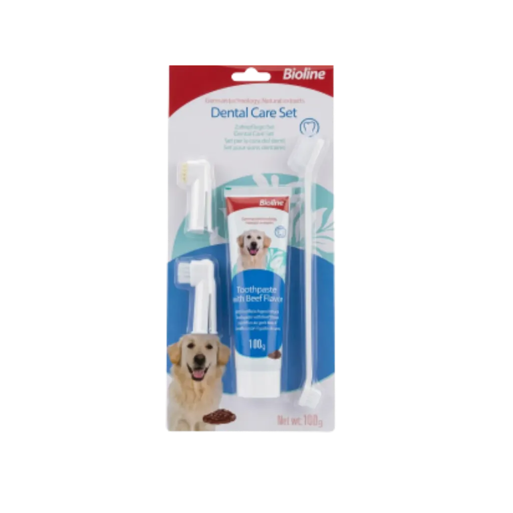 Bioline Dental Care Set With Beef Flavor For Dog - 100g