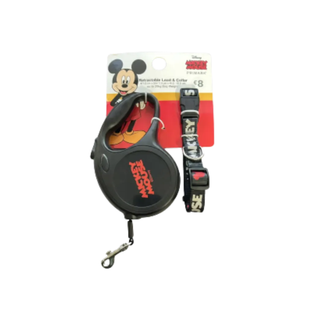 Mickey Mouse Pet Retractable Leash & Collar - 20kg