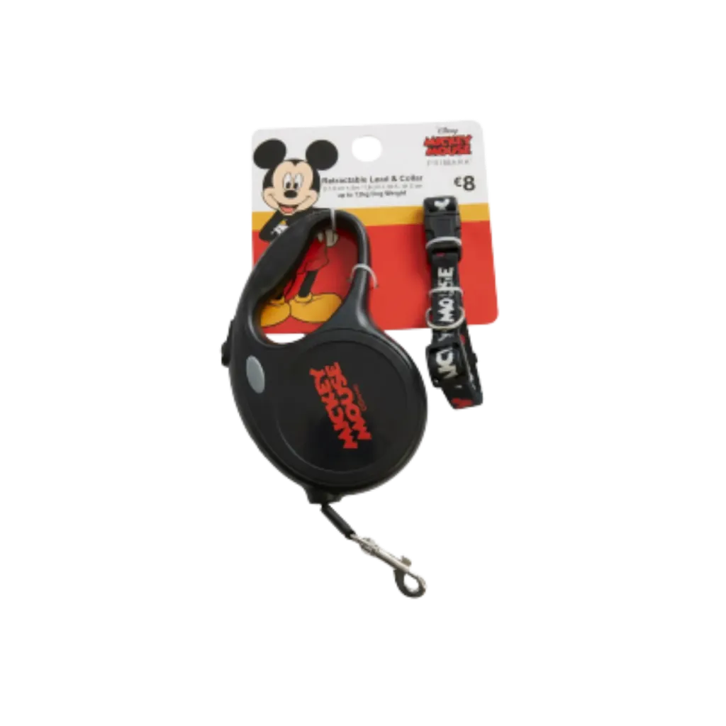 Mickey Mouse Pet Retractable Leash & Collar - 12kg