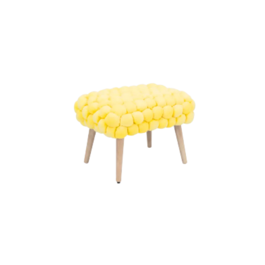 Cushla Bubbly Velvet Footstool - Yellow