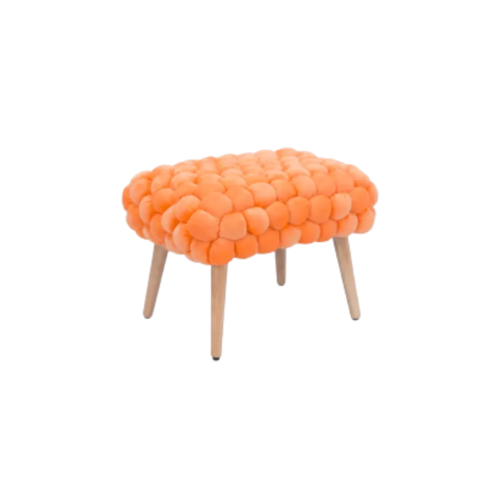 Cushla Bubbly Velvet Footstool - Orange