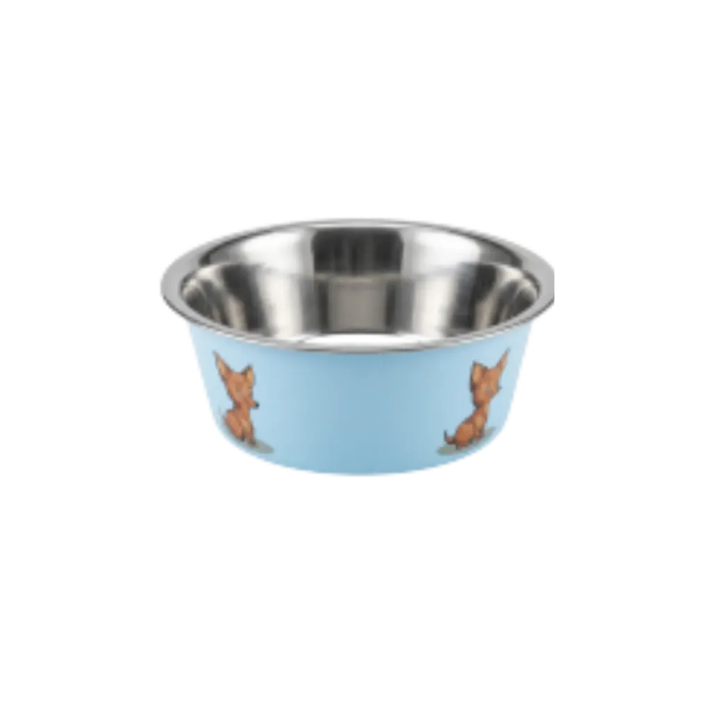 Stainless Steel Pet Bowl Cartoon Design - Small