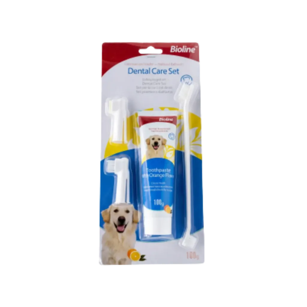 Bioline Dental Care Set With Beef Orange Flavor For Dog - 100g