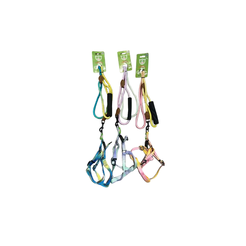 GoGo Pet Leather Dog Harness and Leash Set - 8mm