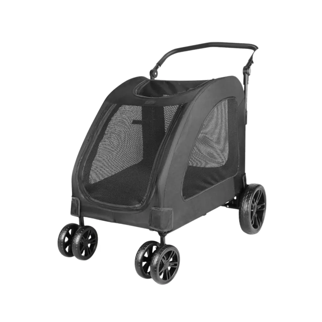 Black Heavy Duty Foldable Rolling Pet Stroller (Black)