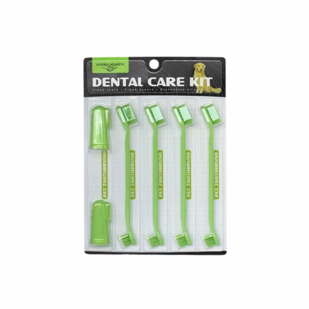 Pet Green Toothbrush Dental Care Kit - 4 + 2 Pack