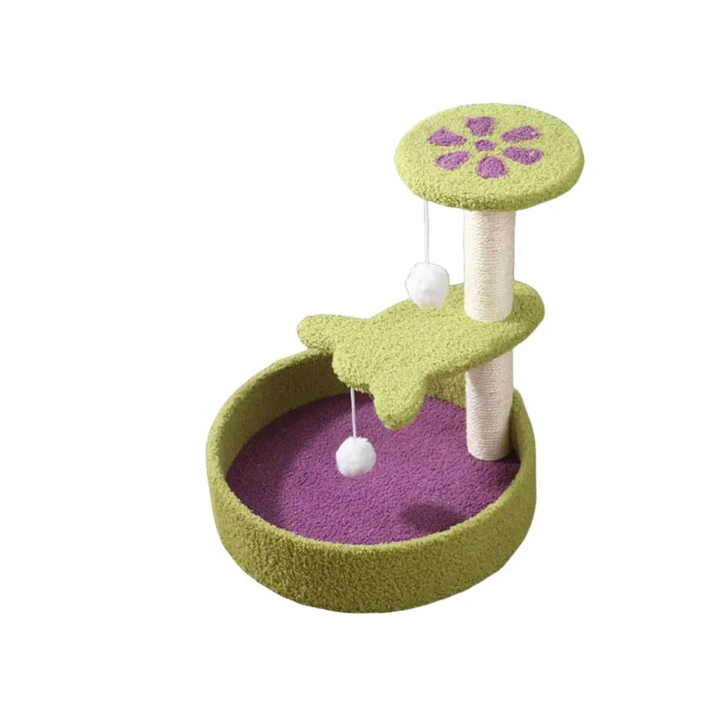 Multilayer Cat House Green Felt - H 60 x W 37 x L  37cm