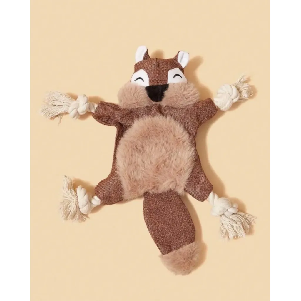 Penny Paws Squirrel Shaped Squeaky Plush Dog Toy