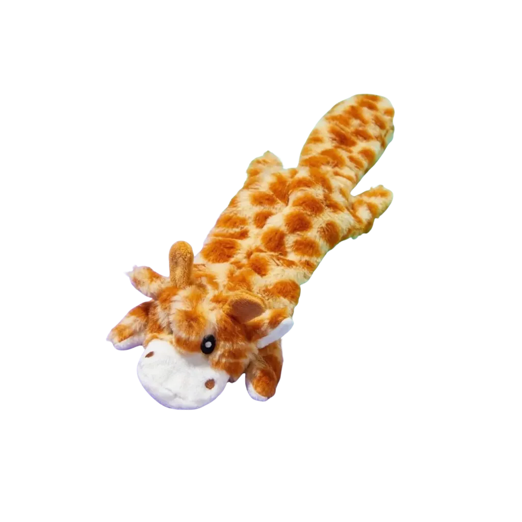 Penny Paws Flat Giraffe Shaped Plush Dog Toy
