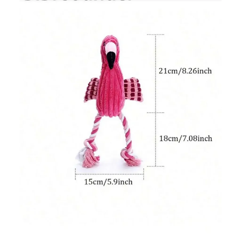 Penny Paws Flamingo Shaped Plush Dog Toy