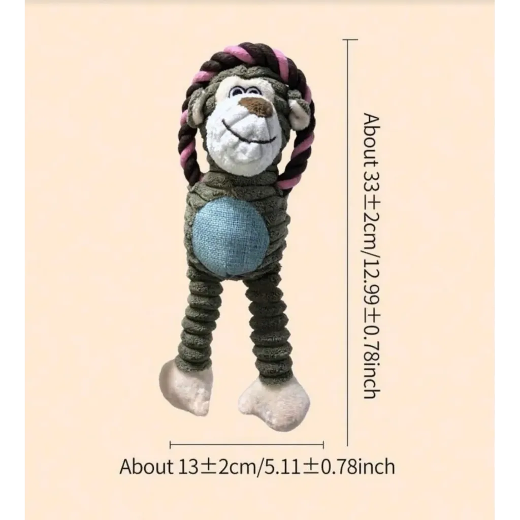 Penny Paws Monkey Plush Dog Toy