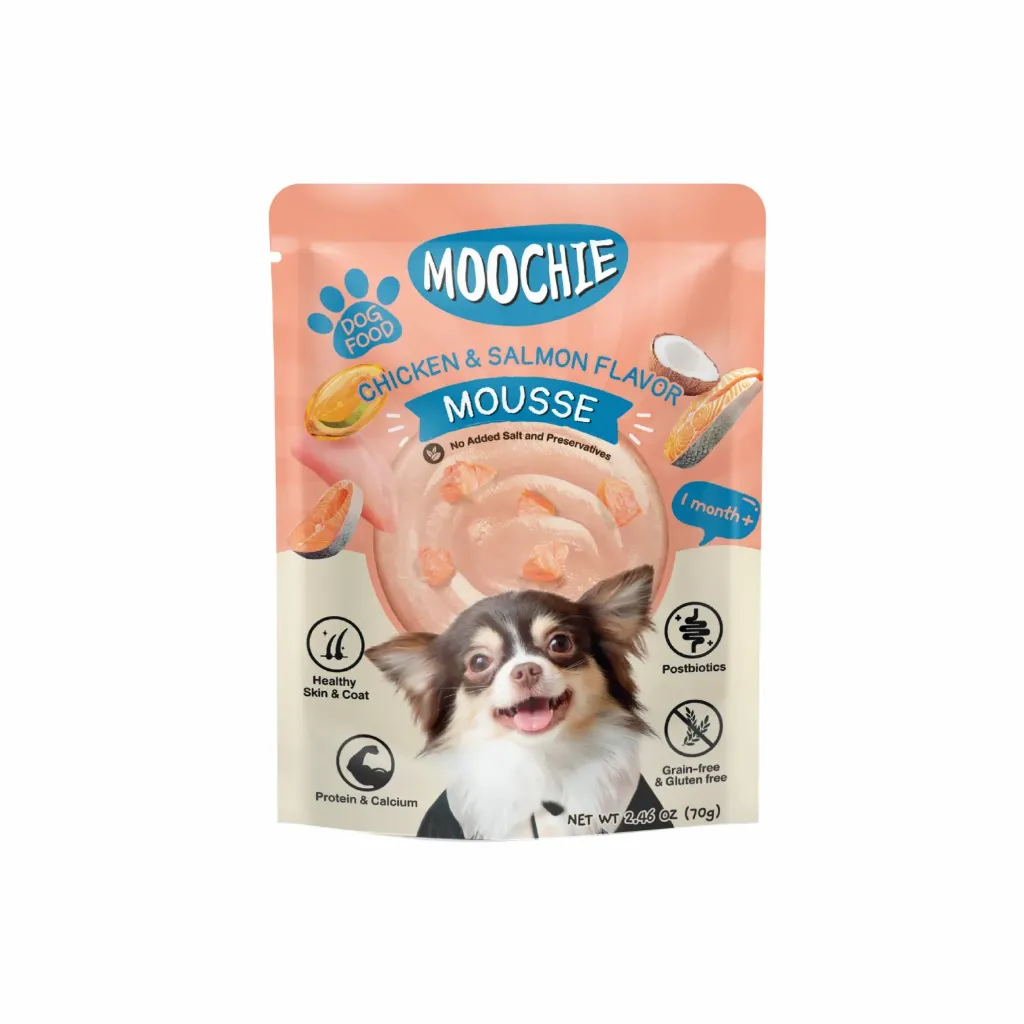 Moochie Mousse for 1 Month + Dog - 70g (Chicken & Salmon)