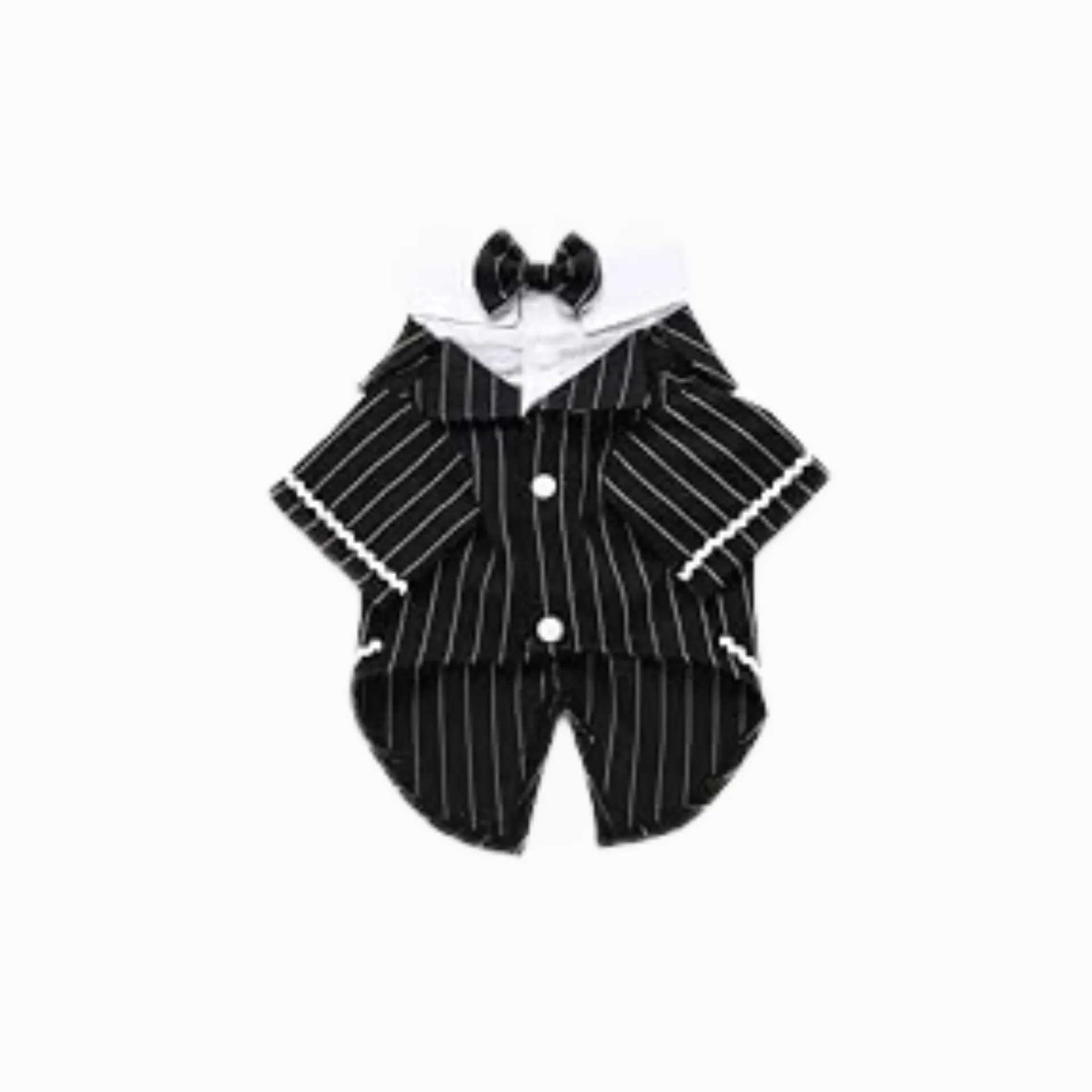 Penny Paws Formal Pinstripe Dog Tuxedo Suit With Bow Tie - Black