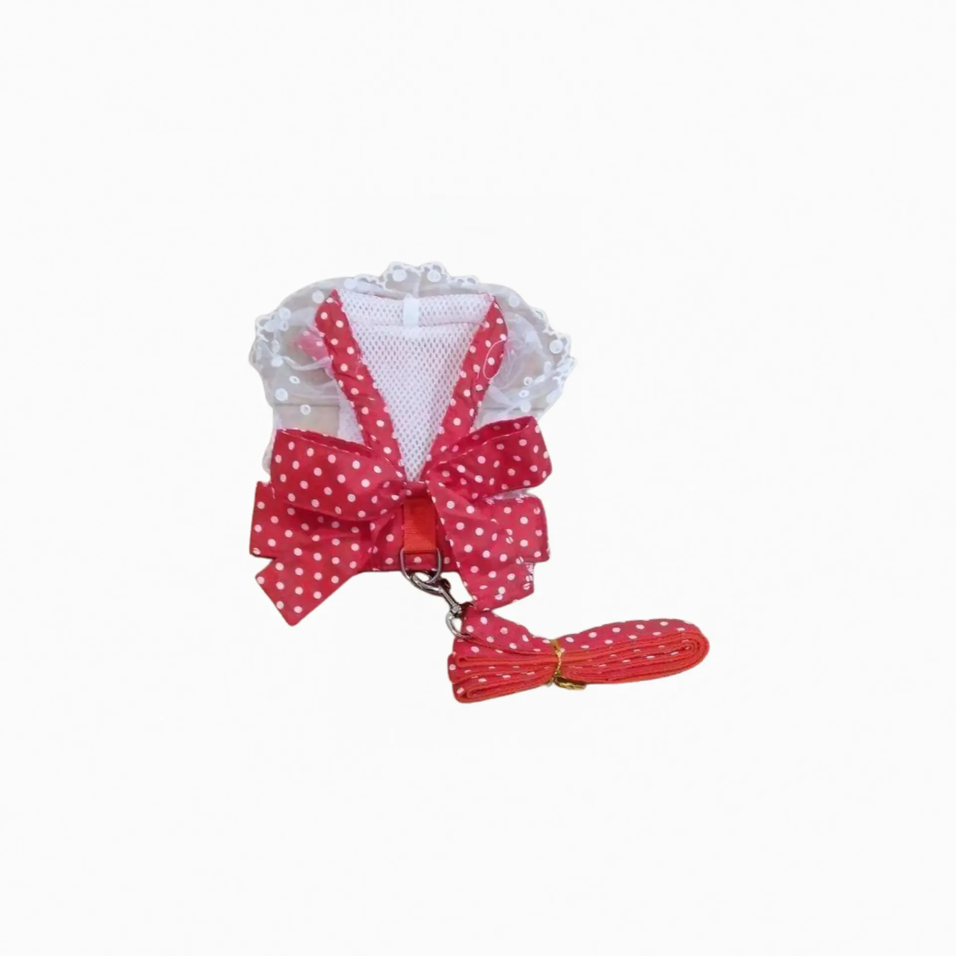 Penny Paws Red Polka Dot Pet Dress Harness With Leash